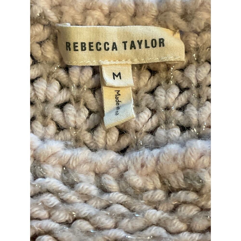 Rebecca Taylor Metallic Chunky Knit Cozy Sweater Top Pale Pink Women's Medium - Picture 7 of 8